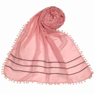 Designer Cotton Three Liner Hijab- Baby Pink